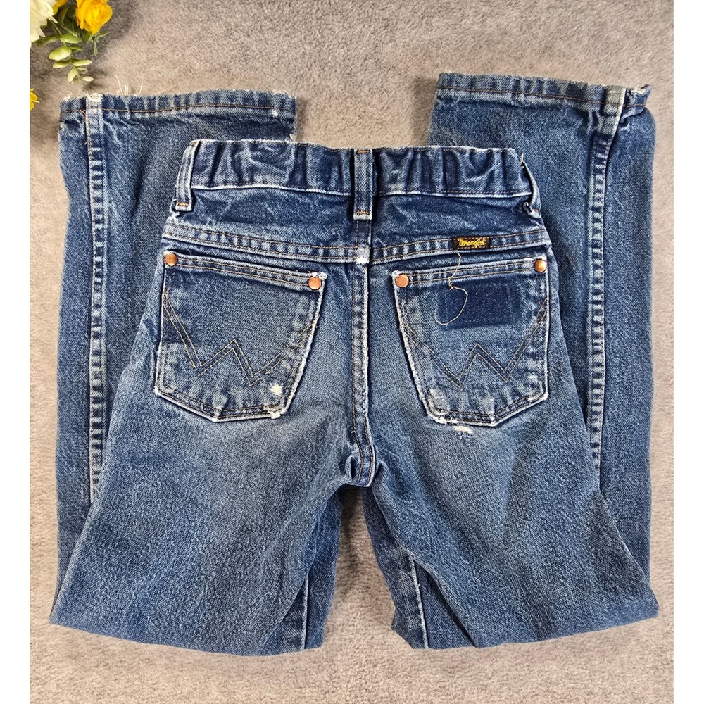 Wrangler Boys Distressed Cowboy Cut Straight Leg Jeans Blue Denim Size 9 Reg